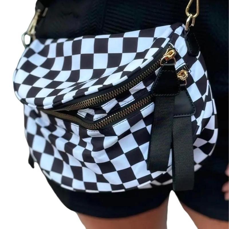 Checkered Nylon Crossbody Bum Bag - MILOÉ