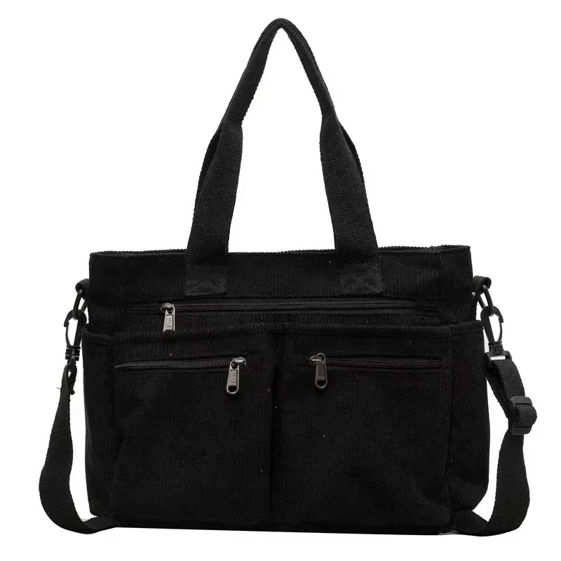 Corduroy Satchel Bag with Multiple Pockets - MILOÉ