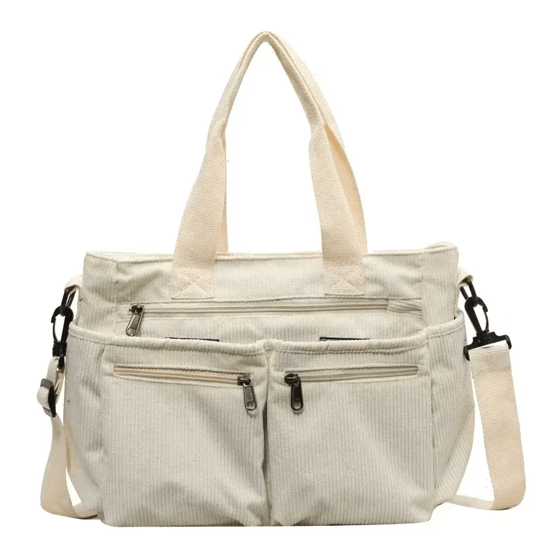 Corduroy Satchel Bag with Multiple Pockets - MILOÉ